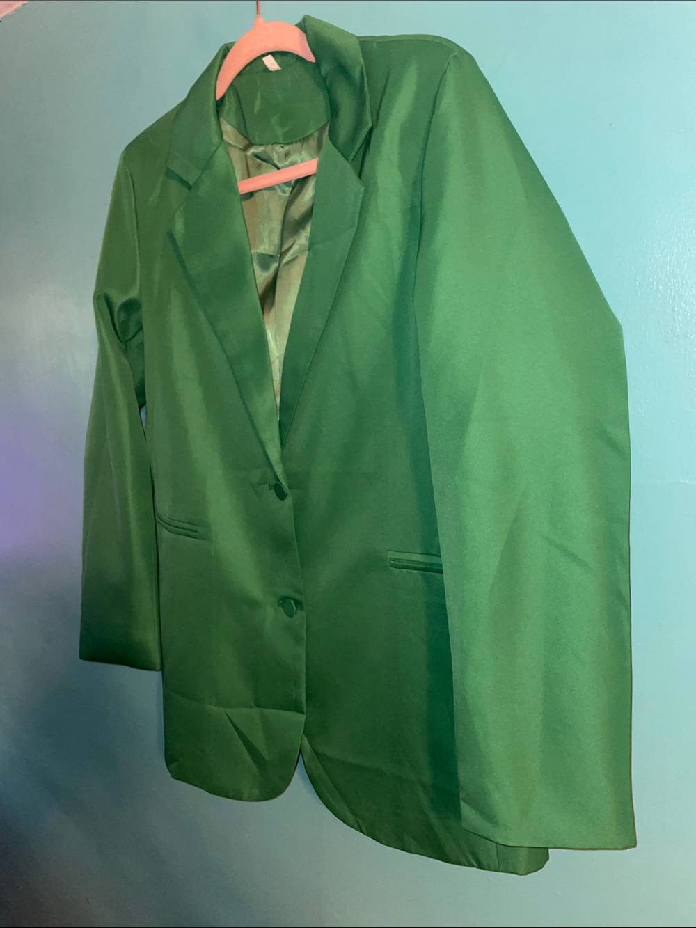 Green Women's Single-Breasted Blazer Jacket